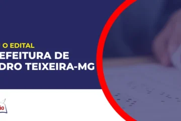 Imagem com fundo azul divulgando o Concurso Prefeitura de Pedro Teixeira MG