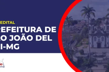 Imagem com fundo azul divulgando o Concurso Prefeitura de São João Del-Rei MG