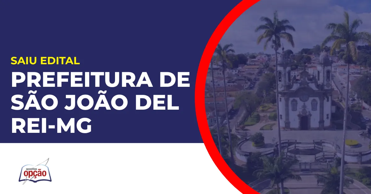 Imagem com fundo azul divulgando o Concurso Prefeitura de São João Del-Rei MG