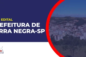 Imagem com fundo azul divulgando o Concurso Prefeitura de Serra Negra SP