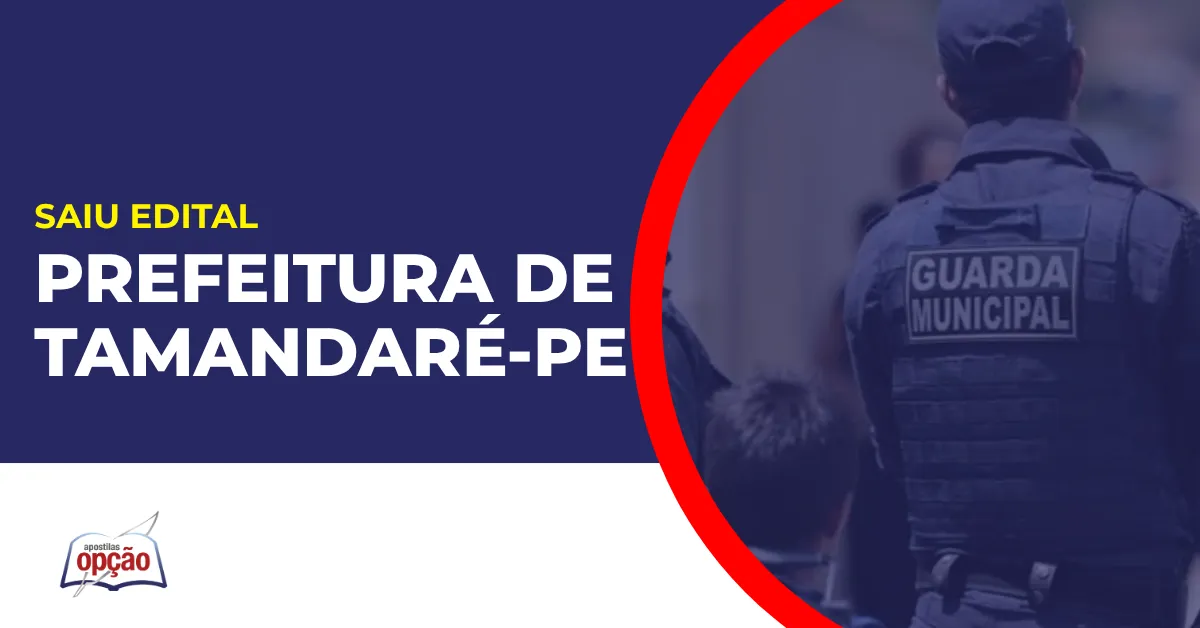Imagem com fundo azul divulgando o Concurso Prefeitura de Tamandaré PE