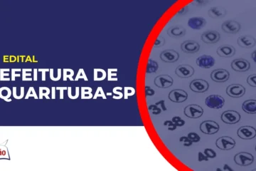 Imagem com fundo azul divulgando o Concurso Prefeitura de Taquarituba SP