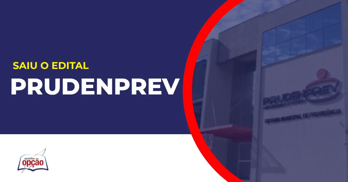 Imagem com fundo azul divulgando o Imagem com fundo azul divulgando o Concurso Prudenprev SP