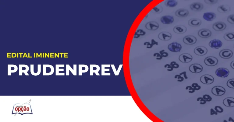 Imagem com fundo azul divulgando o Concurso Prudenprev SP