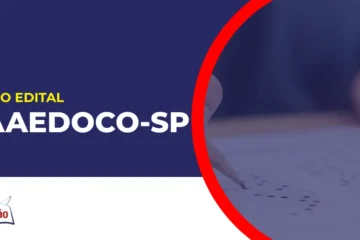 Imagem com fundo azul divulgando o Concurso SAAEDOCO SP