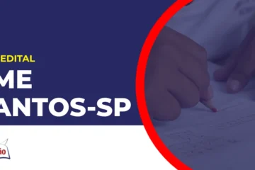 Imagem com fundo azul divulgando o Concurso SME Santos SP