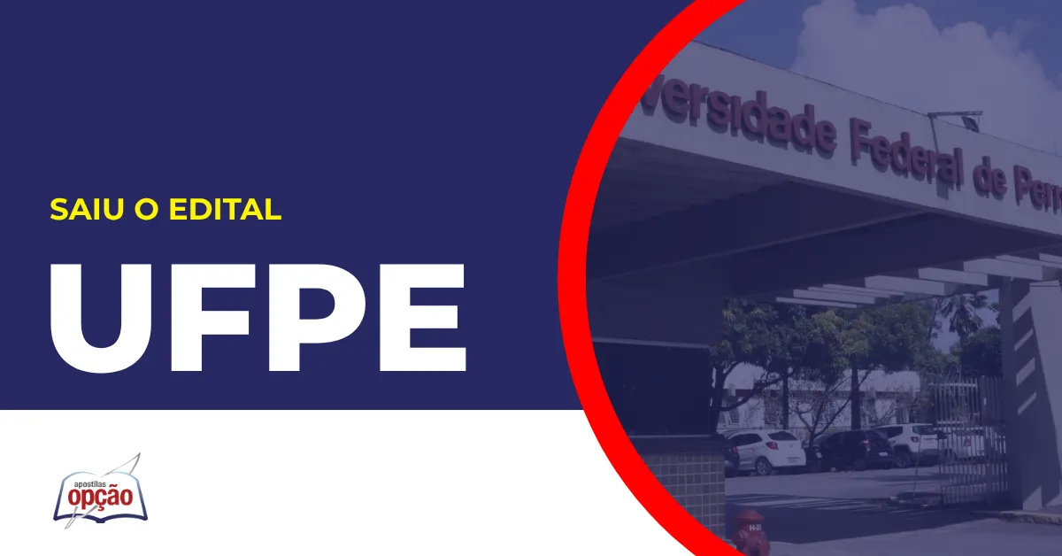 Imagem com fundo azul divulgando o Concurso UFPE