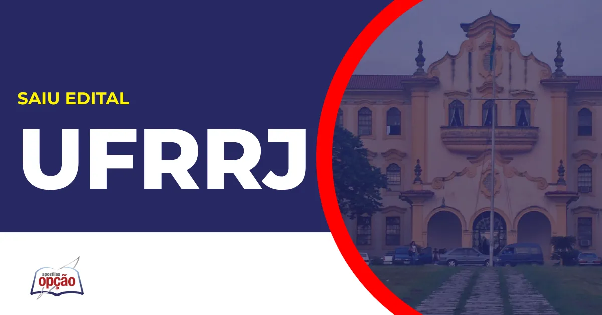 Imagem com fundo azul divulgando o Concurso UFRRJ 2026
