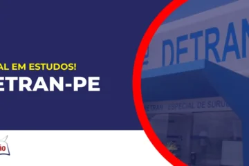 Imagem com fundo azul divulgando o Concurso Detran PE