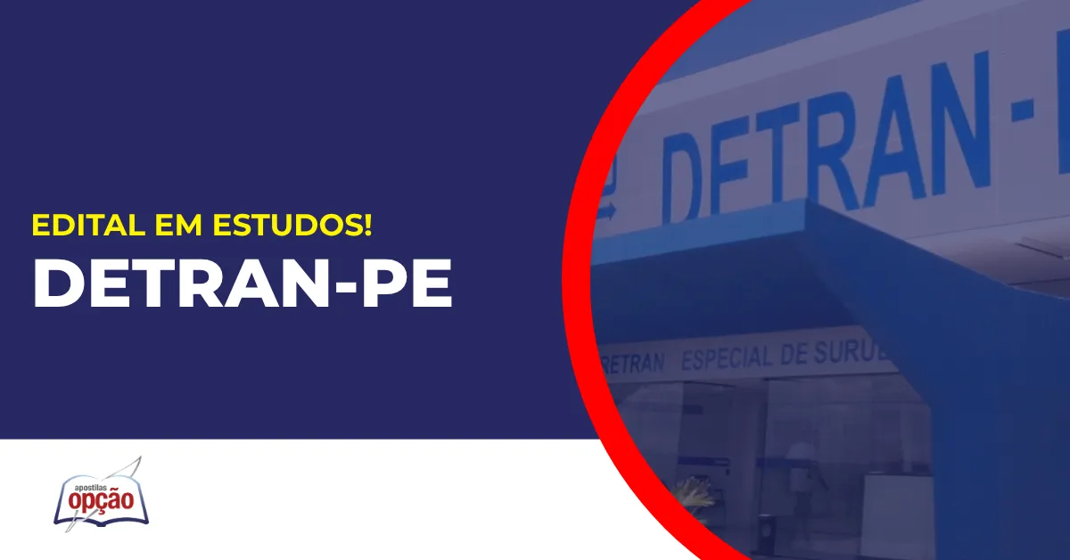 Imagem com fundo azul divulgando o Concurso Detran PE