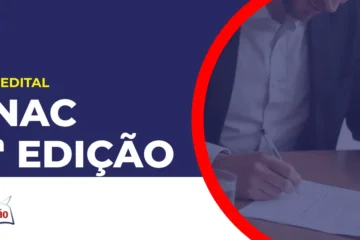 Imagem com fundo azul divulgando o Edital Enac 4ª edição