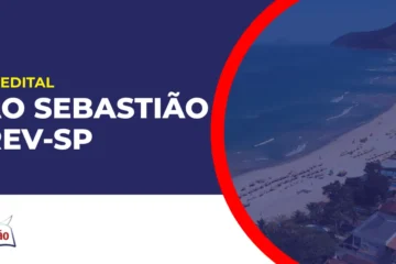 Imagem com fundo azul divulgando o Concurso São Sebastião Prev SP