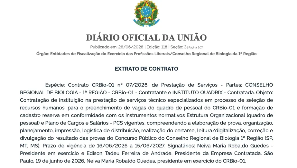 Concurso CRBio 1 - Banca contratada
