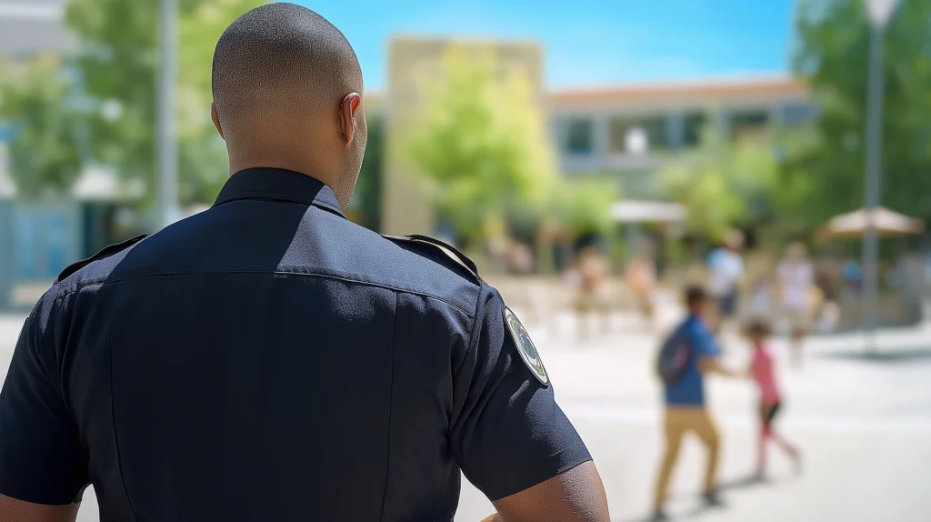 Policial fazendo a vigilância