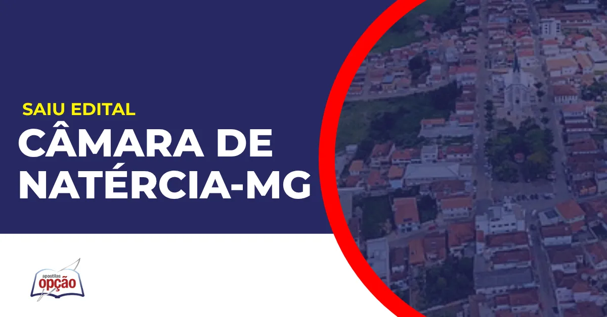 Imagem com fundo azul divulgando o Concurso Câmara de Natércia MG