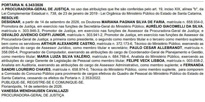 Concurso MP SC: Novo edital já tem comissão formada!