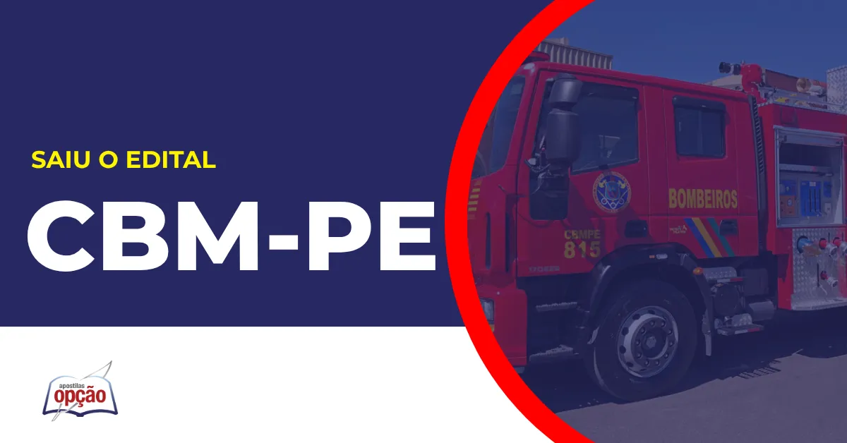 Imagem com fundo azul divulgando o Concurso Bombeiros PE