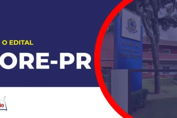 Imagem com fundo azul divulgando o Concurso CORE PR