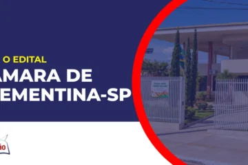 Imagem com fundo azul divulgando o Concurso Câmara de Clementina SP
