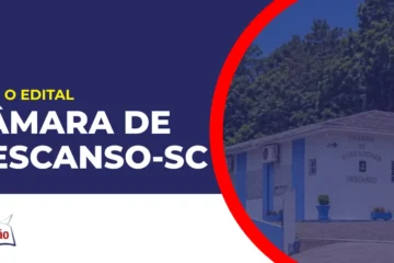 Imagem com fundo azul divulgando o Imagem com fundo azul divulgando o Concurso Câmara de Descanso SC