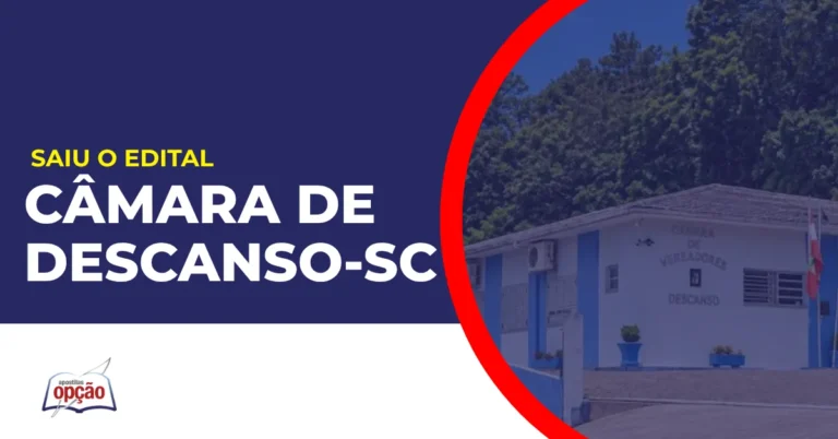 Imagem com fundo azul divulgando o Imagem com fundo azul divulgando o Concurso Câmara de Descanso SC
