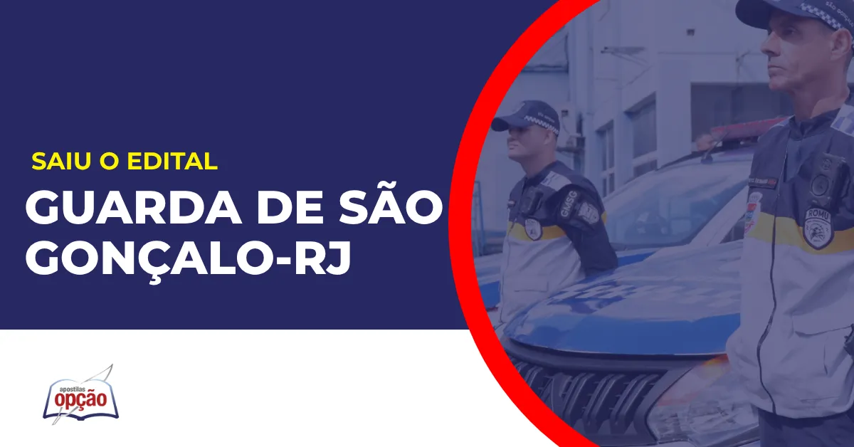 Imagem com fundo azul divulgando o concurso Guarda de São Gonçalo RJ