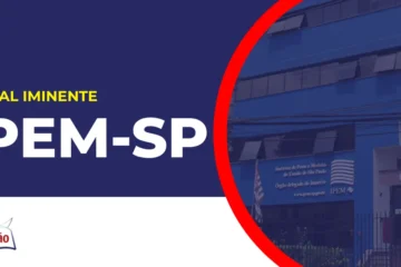 Imagem com fundo azul divulgando o Concurso IPEM SP