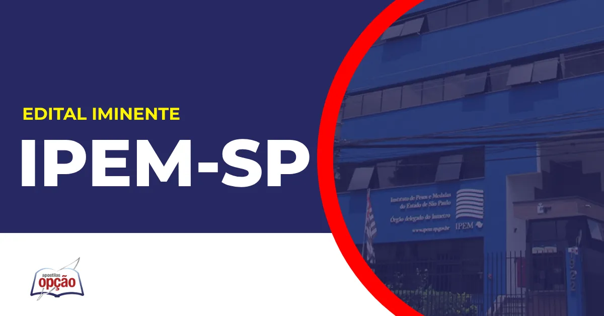 Imagem com fundo azul divulgando o Concurso IPEM SP