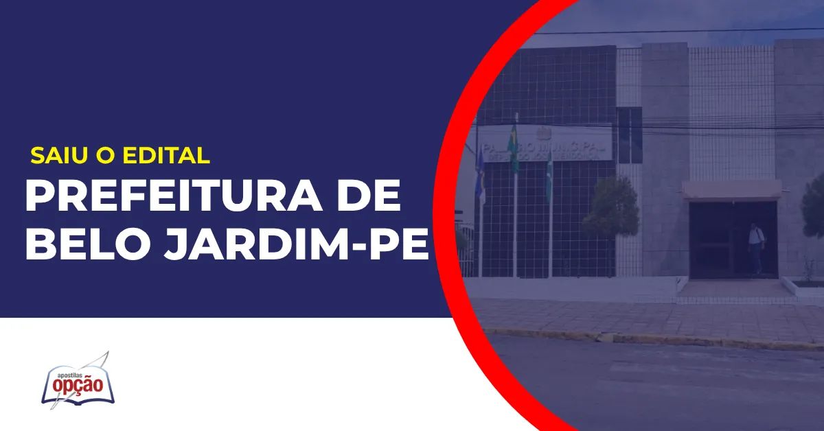 Imagem com fundo azul divulgando o Concurso Prefeitura de Belo Jardim PE
