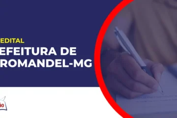 Imagem com fundo azul divulgando o Concurso Prefeitura de Coromandel MG