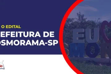 Imagem com fundo azul divulgando o Concurso Prefeitura de Cosmorama SP