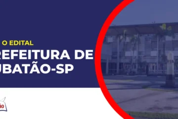Imagem com fundo azul divulgando o Concurso Prefeitura de Cubatão SP