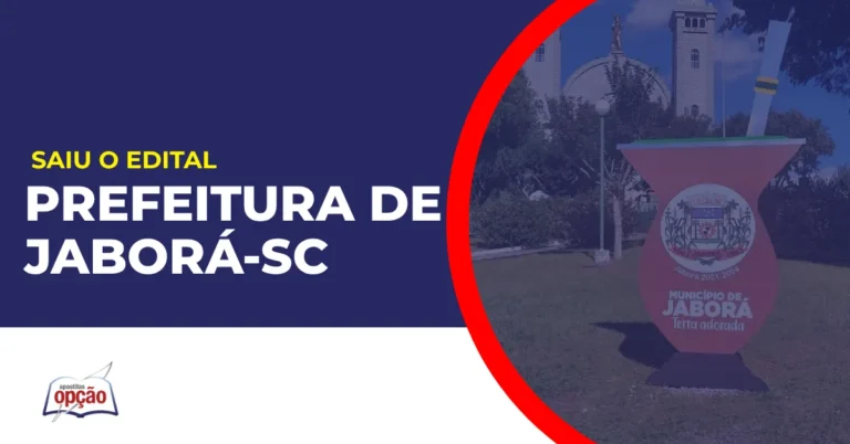 Imagem com fundo azul divulgando o Concurso Prefeitura de Jaborá SC