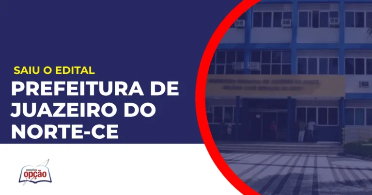 Imagem com fundo azul divulgando o Concurso Prefeitura de Juazeiro do Norte CE