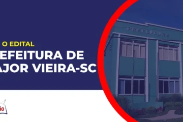 Imagem com fundo azul divulgando o Concurso Prefeitura de Major Vieira SC