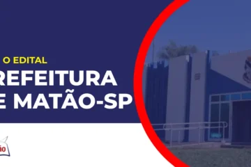 Imagem com fundo azul divulgando o Concurso Prefeitura de Matão SP