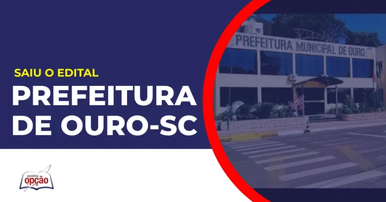 Imagem com fundo azul divulgando o Concurso Prefeitura de Ouro SC