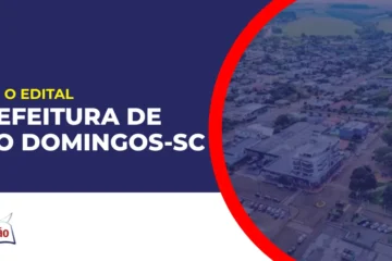 Imagem com fundo azul divulgando o Concurso Prefeitura de São Domingos SC