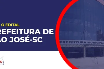 Imagem com fundo azul divulgando o Concurso Prefeitura de São José SC