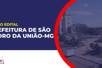 Imagem com fundo azul divulgando o Concurso Prefeitura de São Pedro da União MG
