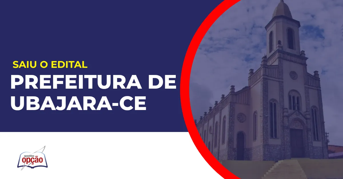 Imagem com fundo azul divulgando o Concurso Prefeitura de Ubajara CE