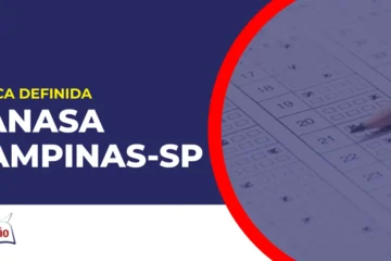 Imagem com fundo azul divulgando o Concurso SANASA Campinas SP