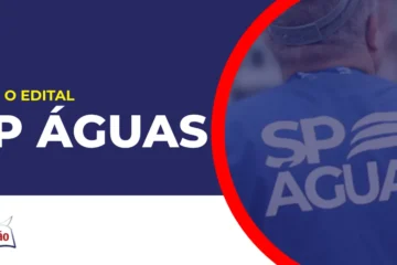 Imagem com fundo azul divulgando o Concurso SP Águas
