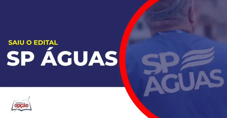 Imagem com fundo azul divulgando o Concurso SP Águas