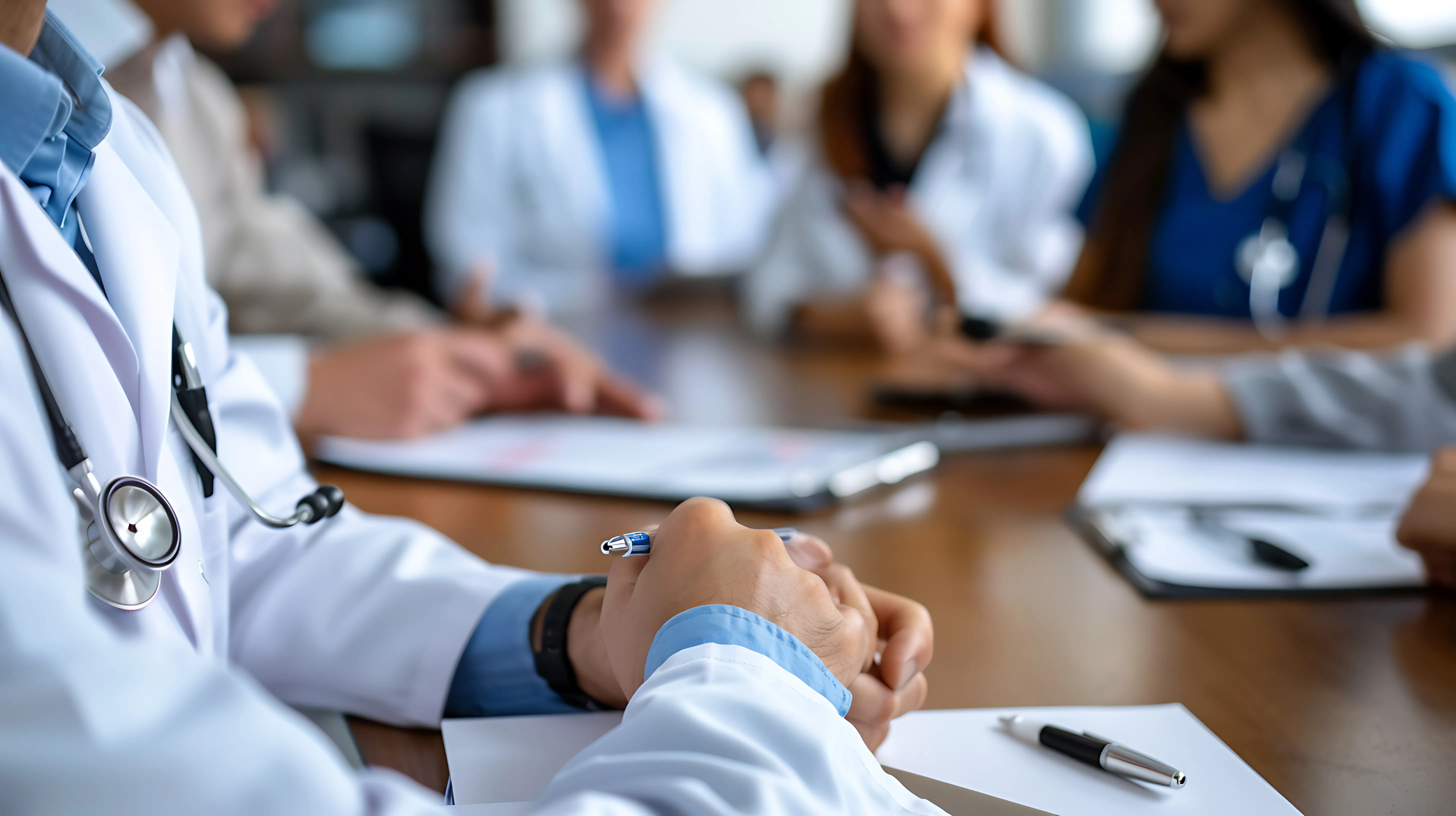 Médicos em reunião administrativa