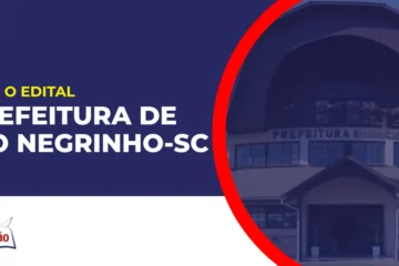 Imagem com fundo azul divulgando o Concurso Prefeitura de Rio Negrinho SC