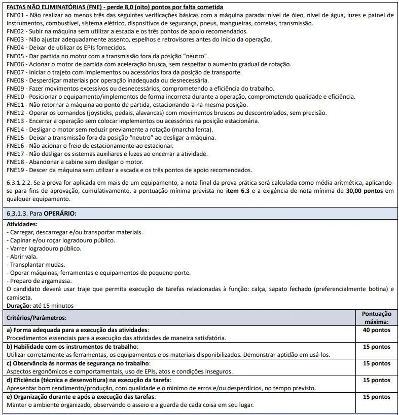 Prova prática do concurso Prefeitura de Teutônia RS