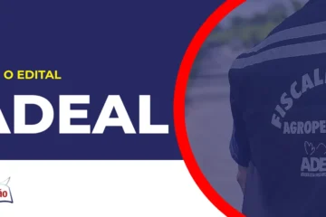 Imagem com fundo azul divulgando o Concurso Adeal