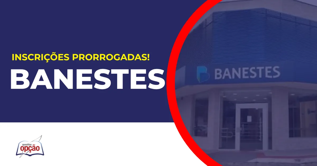 Imagem com fundo azul divulgando o Concurso Banestes 2026