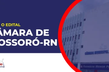 Imagem com fundo azul divulgando o Concurso Câmara de Mossoró RN